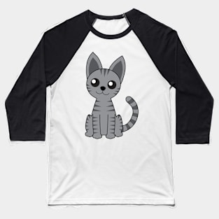 Gray Stripey Cat Baseball T-Shirt